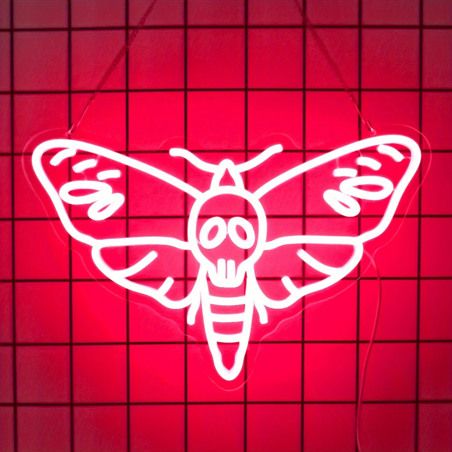 Death Head Moth Neon Signs, Death Moth Neon Light, LED Skull Butterfly Neon Sign for Wall Decor, Dimmable & Powered by USB Unique Insect Neon Lights for Collectables Tabletop Wall Art Home Decor Living Gallery Bedroom