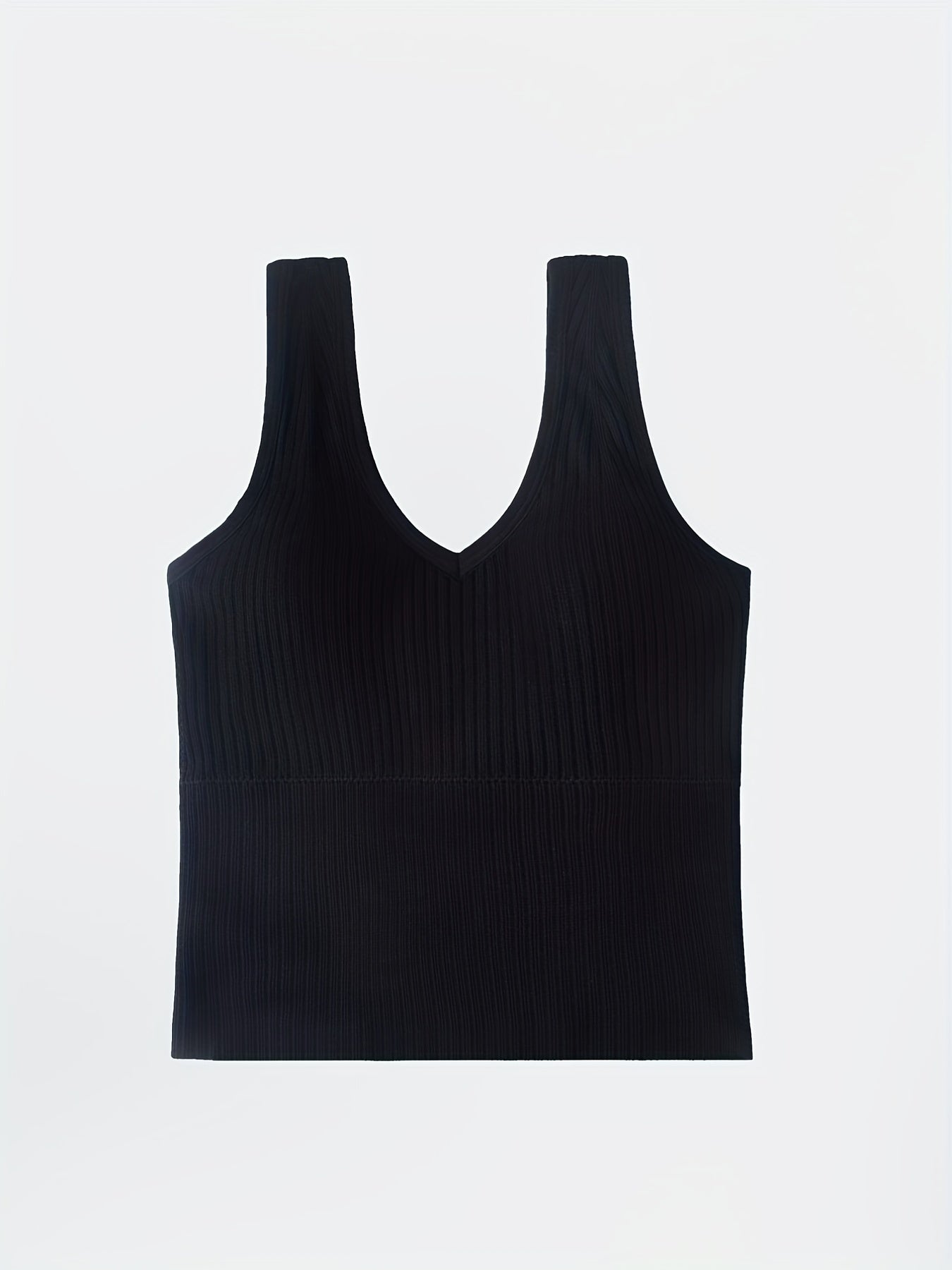 3pcs Comfortable Ribbed Tank Top - Wireless, Detachable Chest Pads, Breathable, Soft, and Seamless Lingerie & Underwear for Women - Casual, Everyday Wear
