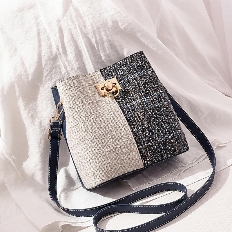 Stylish Colorful Zipper Bucket Bag Small Bag Women's Crossbody Bag Elegant 1pc PUSynthetic LeatherSynthetic Synthetic Leather, suitable for girls, ladies, college students, newbies in the workplace and white-collar workers, v