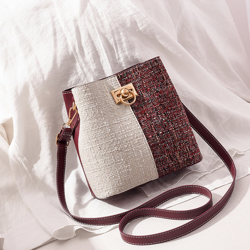 Stylish Colorful Zipper Bucket Bag Small Bag Women's Crossbody Bag Elegant 1pc PUSynthetic LeatherSynthetic Synthetic Leather, suitable for girls, ladies, college students, newbies in the workplace and white-collar workers, v