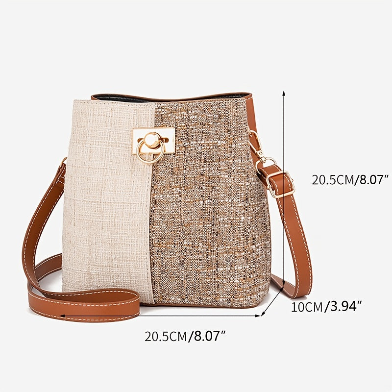 Stylish Colorful Zipper Bucket Bag Small Bag Women's Crossbody Bag Elegant 1pc PUSynthetic LeatherSynthetic Synthetic Leather, suitable for girls, ladies, college students, newbies in the workplace and white-collar workers, v
