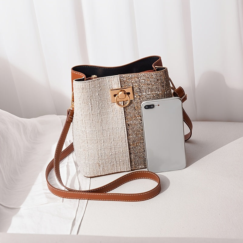 Stylish Colorful Zipper Bucket Bag Small Bag Women's Crossbody Bag Elegant 1pc PUSynthetic LeatherSynthetic Synthetic Leather, suitable for girls, ladies, college students, newbies in the workplace and white-collar workers, v