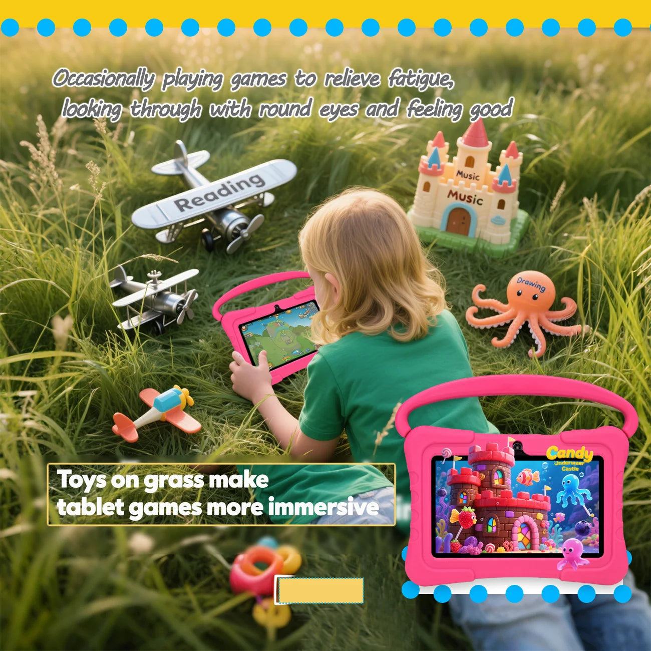 Kids Tablet – 7 Inch Android 12 Educational Tablet with Dual Cameras, Designed for Boys & Girls as a Fun Learning Gift , Blue