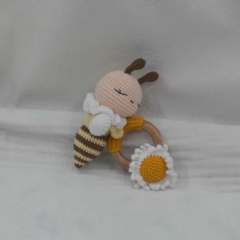 Baby Security Blanket Towel Feeding Bib Soft Towel Cotton Burping Cloth Infant Shower Gift Knitted Lovely Animal Fox Rattle