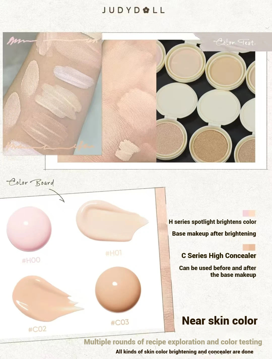 Judydoll Air Cushion Concealer 2-in-1 Portable Longlasting Coverage Multi-Use Hydrating Brightening For All Skin With Puff 8g