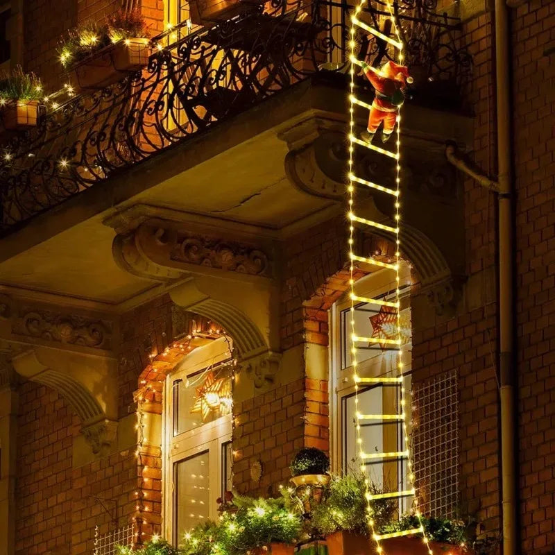 Christmas Light String Santa Claus Climbing on Rope Ladder Christmas Decoration 2025 for Home Xmas Tree Decor Hanging Pendants