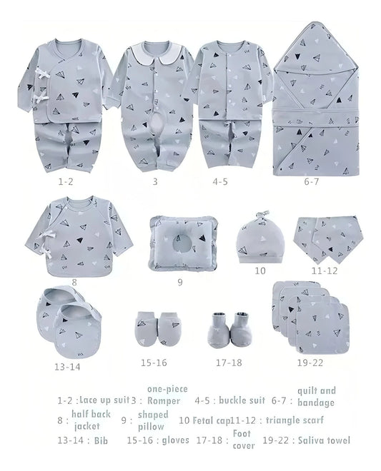 18 Pieces Newborn Clothes Baby Gift Pure Cotton Baby Set 0-6 Months Autumn And Winter Kids Clothes Suit Unisex Without Box