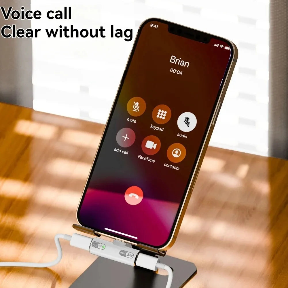USB C Headphone Audio and Charger 2 in 1 Adapter Type-C to IOS 8Pin Wired Earphone with PD 100W Fast Charging for Phone Tablet