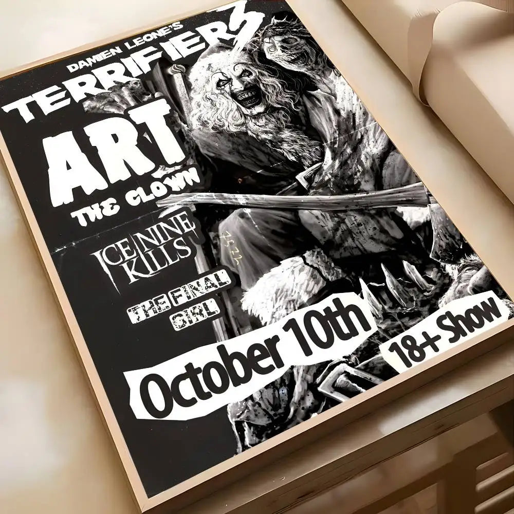 Horror Movie Terrifier Poster Art painting poster with prints Home bedroom living room decoration gift