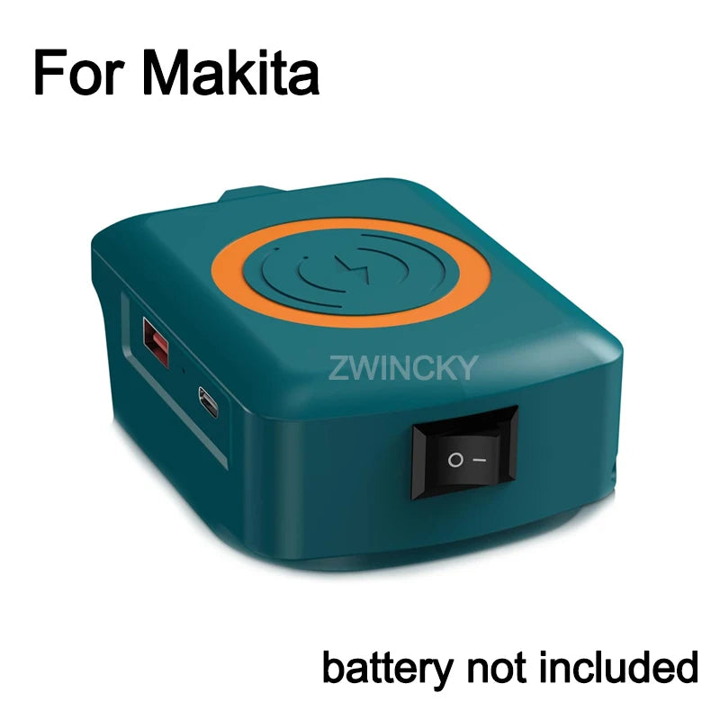 for Makita/Dewalt/Milwaukee 18V 20V Lithium Battery Wireless Charging Adapter Type C USB Charger Adapter Charging for Phone