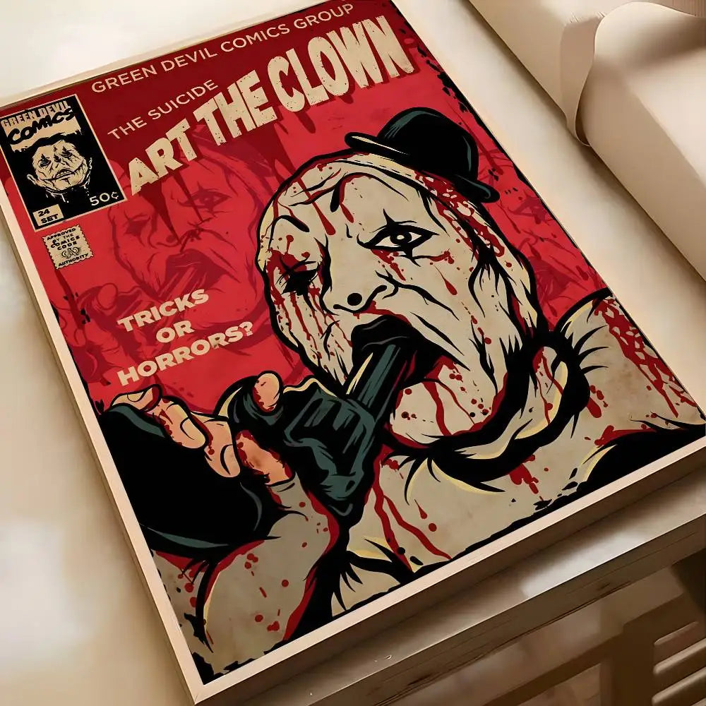 Horror Movie Terrifier Poster Art painting poster with prints Home bedroom living room decoration gift