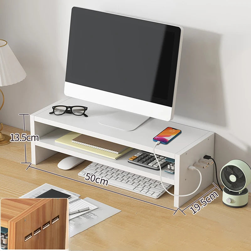 Computer Monitor Heightening Holder With USB Hub Office Desk Storage Drawer Pen Container PC Screen Stand Support For Printer