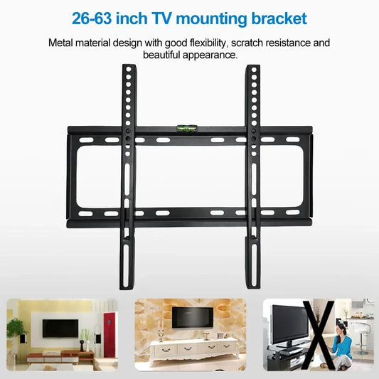 26-63inch TV Support Mount Adjustable Television Mounting Holder with Level Low Profile Flat TV Wall Mount for LCD LED Monitor