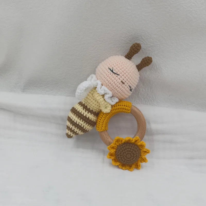 Baby Security Blanket Towel Feeding Bib Soft Towel Cotton Burping Cloth Infant Shower Gift Knitted Lovely Animal Fox Rattle