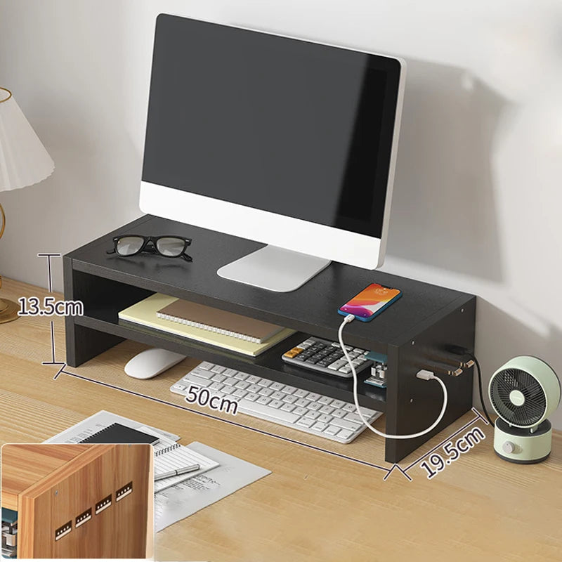 Computer Monitor Heightening Holder With USB Hub Office Desk Storage Drawer Pen Container PC Screen Stand Support For Printer