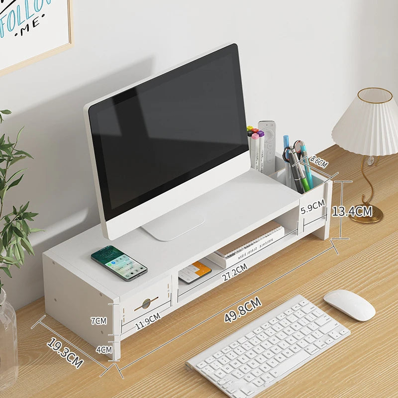 Computer Monitor Heightening Holder With USB Hub Office Desk Storage Drawer Pen Container PC Screen Stand Support For Printer