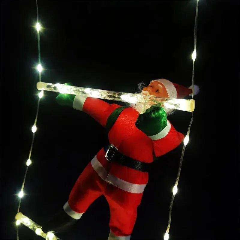 Christmas Light String Santa Claus Climbing on Rope Ladder Christmas Decoration 2025 for Home Xmas Tree Decor Hanging Pendants
