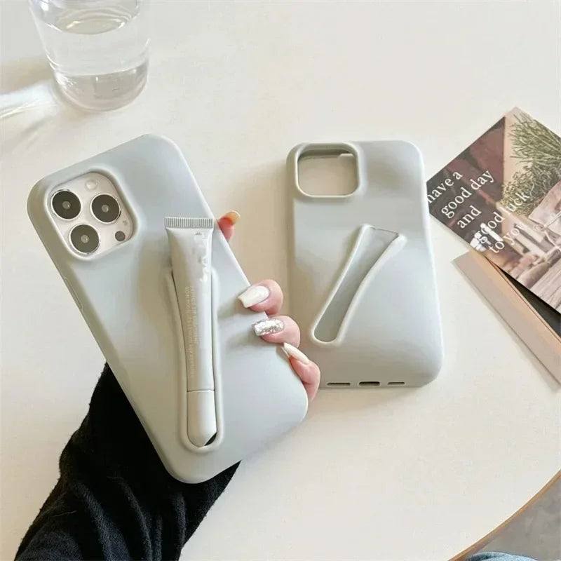 Lipstick Make-up Soft Silicone Phone Case for IPhone 16 14 15 Pro Max X Xs XR 11 13 12 Portable Lip Gloss Cover