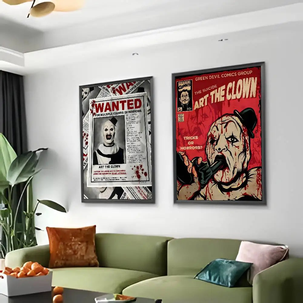 Horror Movie Terrifier Poster Art painting poster with prints Home bedroom living room decoration gift