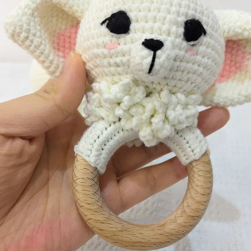 Baby Security Blanket Towel Feeding Bib Soft Towel Cotton Burping Cloth Infant Shower Gift Knitted Lovely Animal Fox Rattle