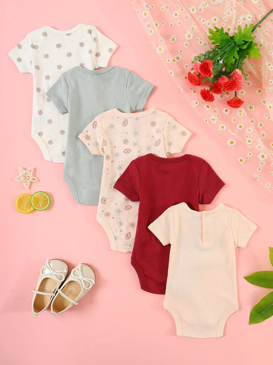 Baby girl clothes 5PCS Baby girl onesie newborn baby clothes summer Short-sleeved jumpsuitSuitable for 0-9 months