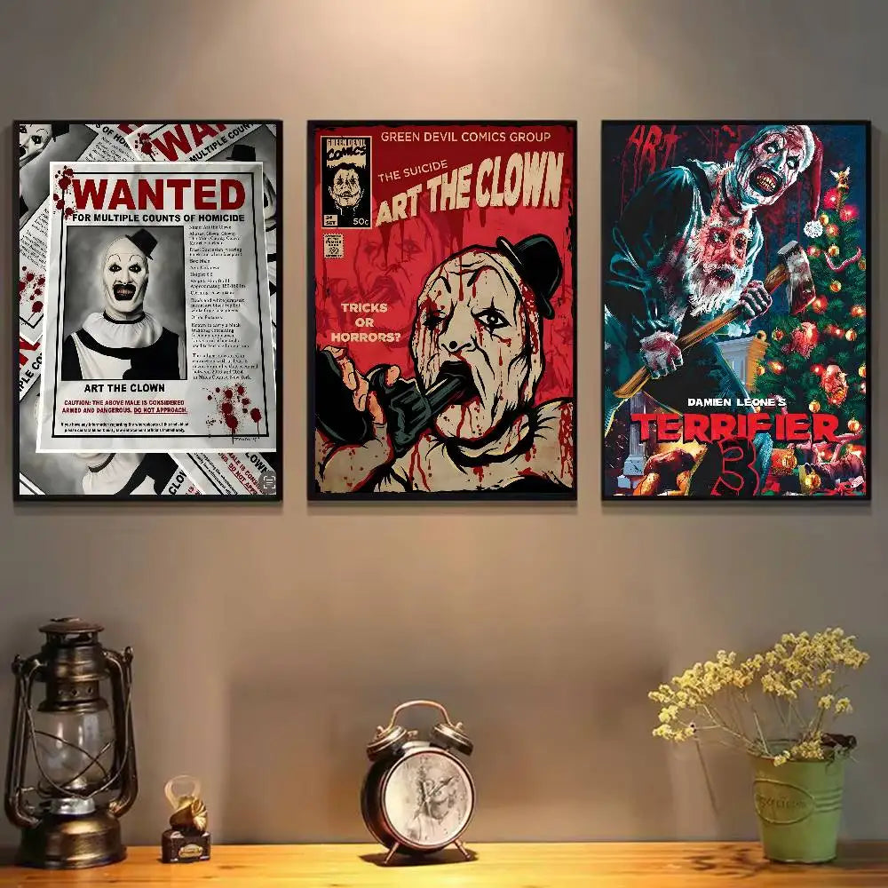 Horror Movie Terrifier Poster Art painting poster with prints Home bedroom living room decoration gift