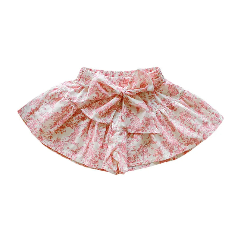 Kids Clothes Girls 2025 New Toddler Baby Girls Cotton Cute Flower Shirt and Lace Bow Shorts Outfit Set Kids Boutique Clothes
