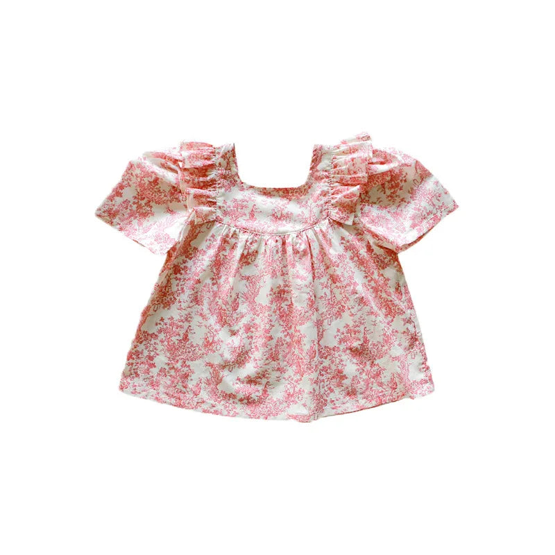 Kids Clothes Girls 2025 New Toddler Baby Girls Cotton Cute Flower Shirt and Lace Bow Shorts Outfit Set Kids Boutique Clothes