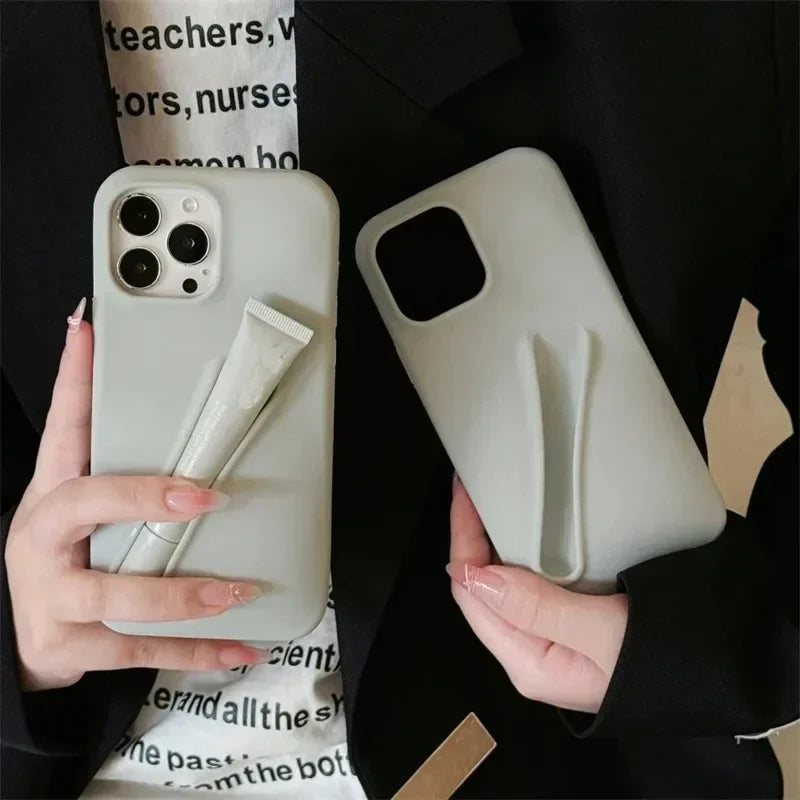 Lipstick Make-up Soft Silicone Phone Case for IPhone 16 14 15 Pro Max X Xs XR 11 13 12 Portable Lip Gloss Cover