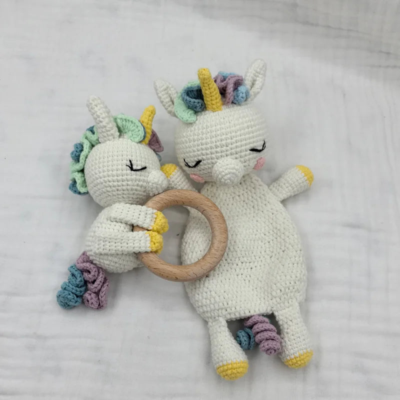 Baby Security Blanket Towel Feeding Bib Soft Towel Cotton Burping Cloth Infant Shower Gift Knitted Lovely Animal Fox Rattle