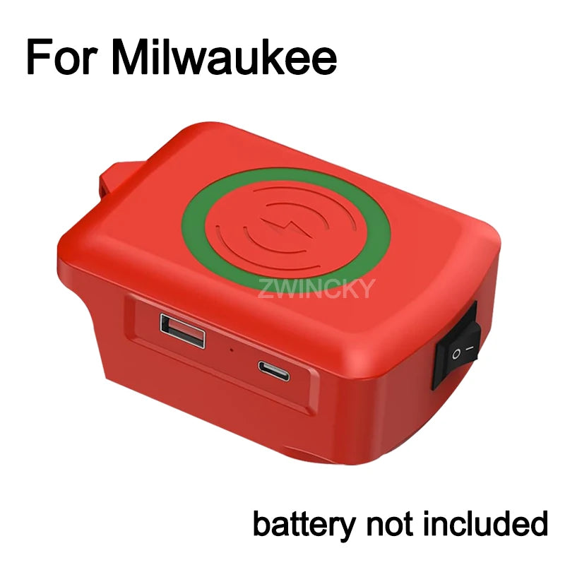 for Makita/Dewalt/Milwaukee 18V 20V Lithium Battery Wireless Charging Adapter Type C USB Charger Adapter Charging for Phone
