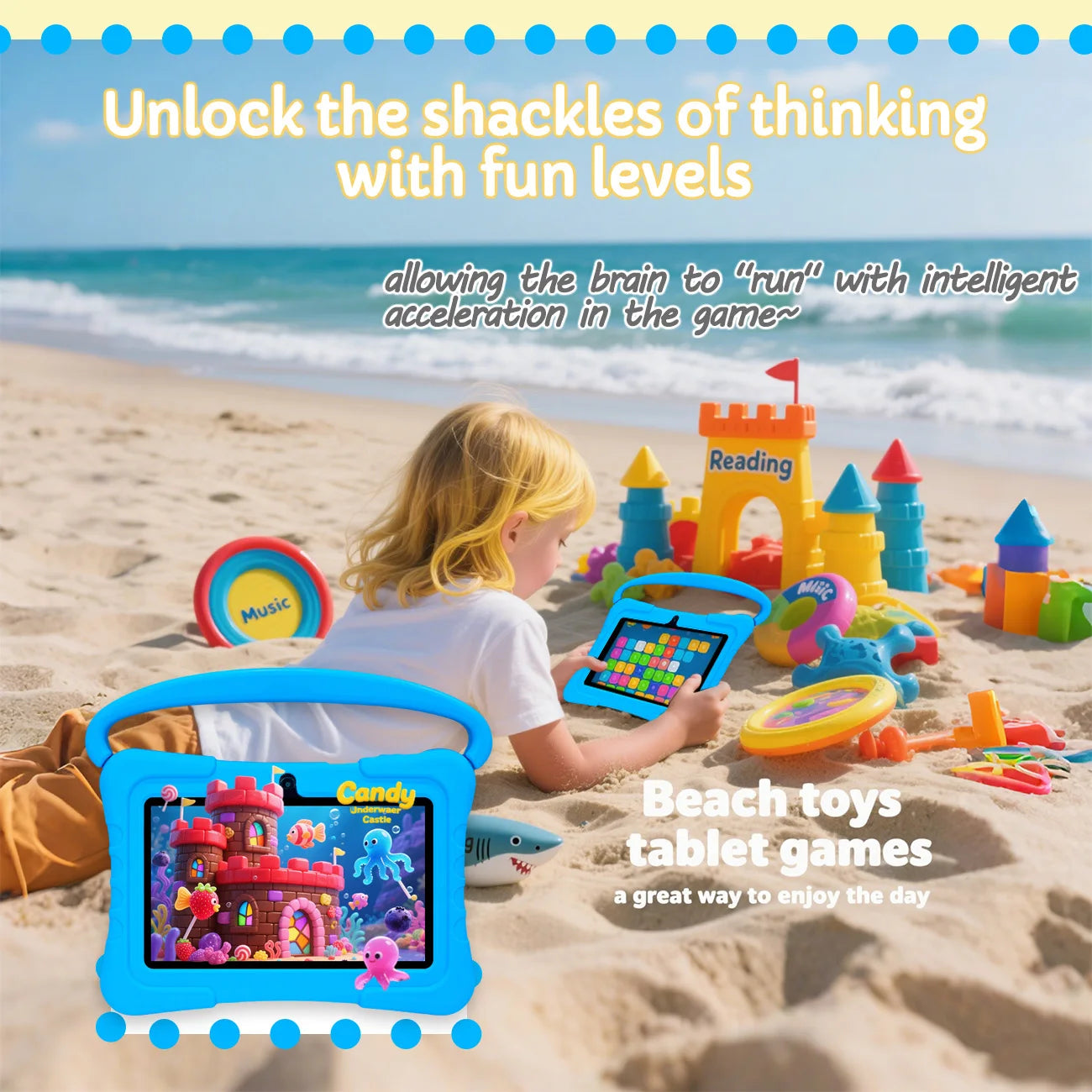 Kids Tablet – 7 Inch Android 12 Educational Tablet with Dual Cameras, Designed for Boys & Girls as a Fun Learning Gift , Blue