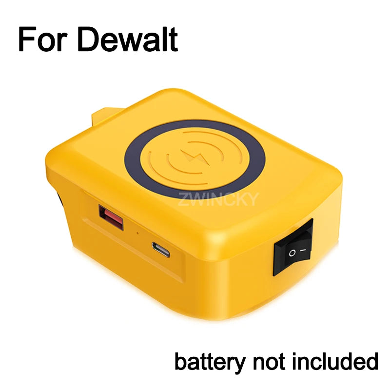 for Makita/Dewalt/Milwaukee 18V 20V Lithium Battery Wireless Charging Adapter Type C USB Charger Adapter Charging for Phone