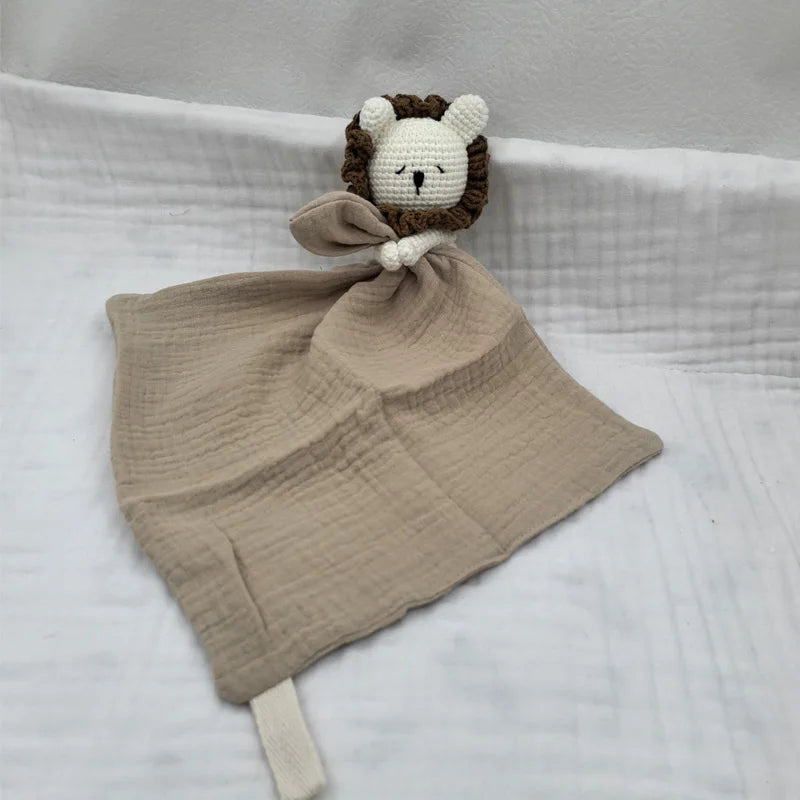 Baby Soother Appease Towel Bib Animal Horse Lion Sleeping Doll Infants Soft Comfort Bib with Noice Security Blanket Nursing Acce