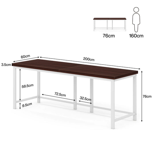Tribesigns 200cm Double Computer Desk, Extra Long 2 Person Desk Workstation, Large Office Desk Study Writing Table