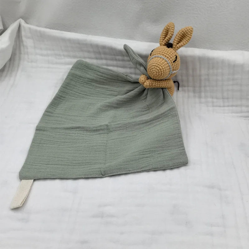 Baby Soother Appease Towel Bib Animal Horse Lion Sleeping Doll Infants Soft Comfort Bib with Noice Security Blanket Nursing Acce