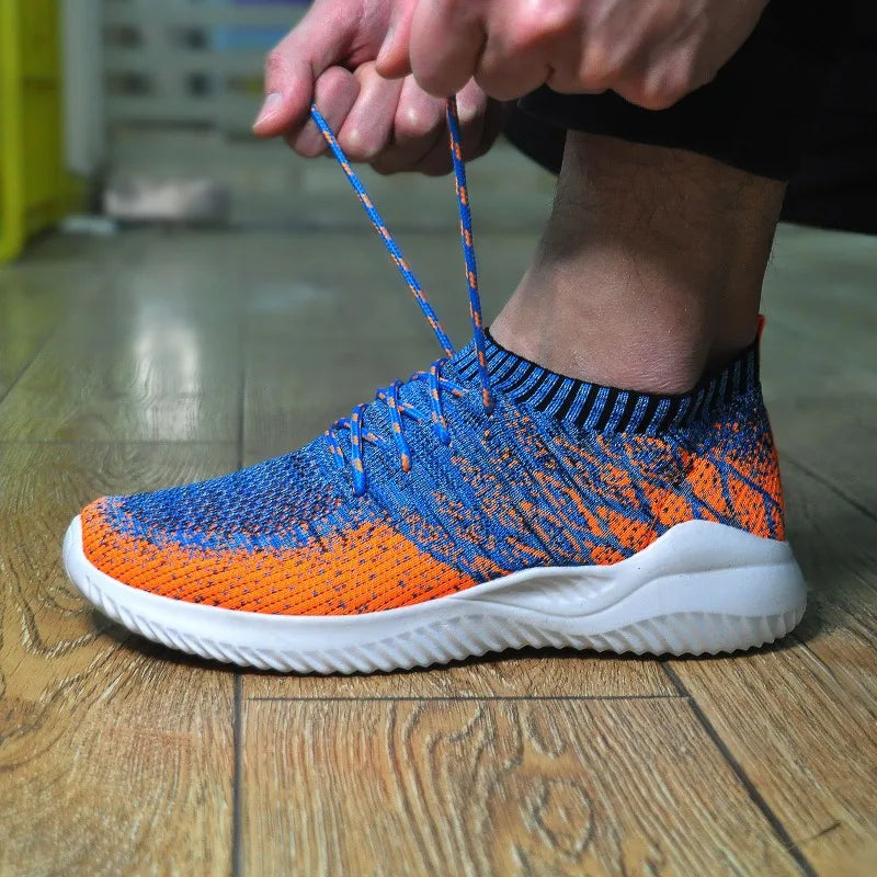2025 Mens Casual Walking Shoes Summer Mesh Lace-up Vulcanized Shoes Non Slip Breathable Gym Running Sports Shoes Sneakers Hombre