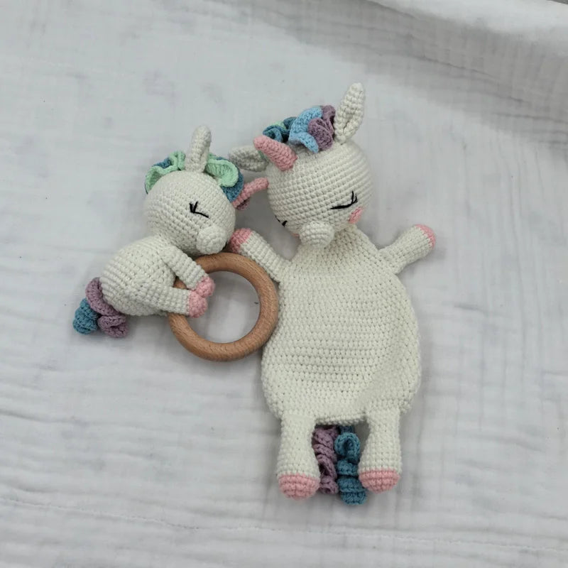 Baby Security Blanket Towel Feeding Bib Soft Towel Cotton Burping Cloth Infant Shower Gift Knitted Lovely Animal Fox Rattle