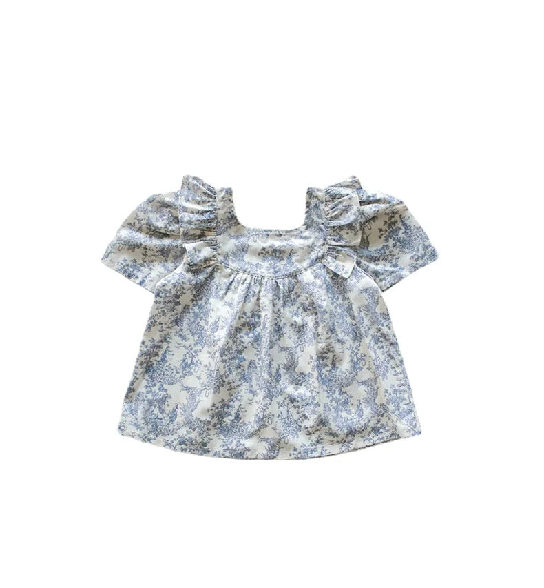 Kids Clothes Girls 2025 New Toddler Baby Girls Cotton Cute Flower Shirt and Lace Bow Shorts Outfit Set Kids Boutique Clothes
