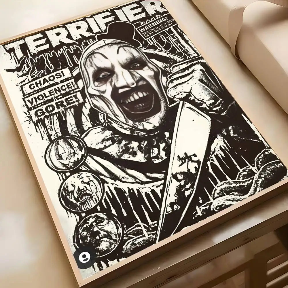 Horror Movie Terrifier Poster Art painting poster with prints Home bedroom living room decoration gift