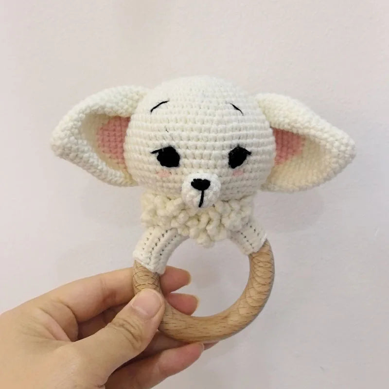 Baby Security Blanket Towel Feeding Bib Soft Towel Cotton Burping Cloth Infant Shower Gift Knitted Lovely Animal Fox Rattle