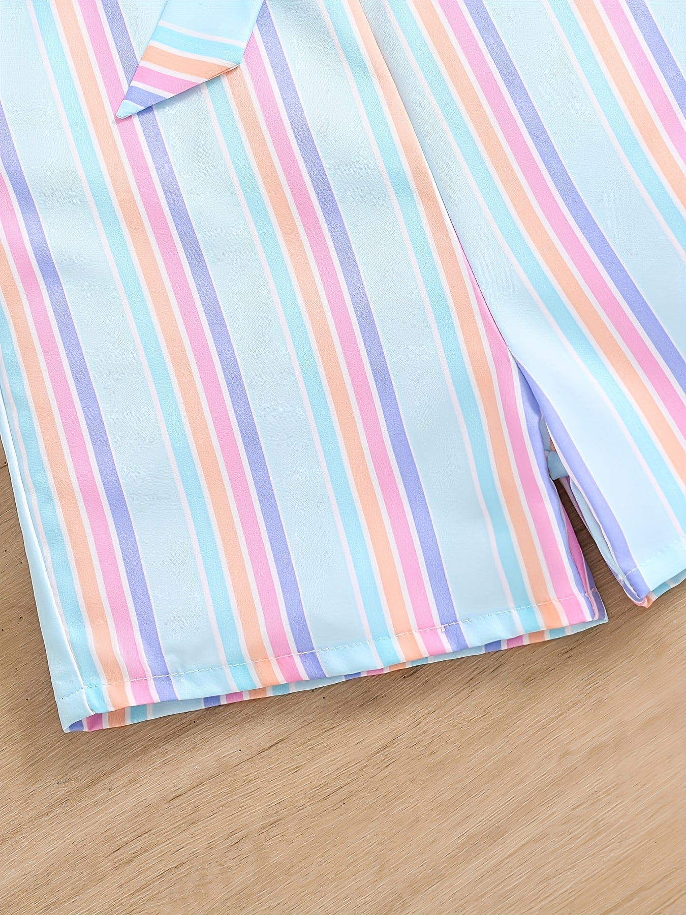 HWMFSNHFZ Girls' Sleeveless Striped Jumpsuit with Ruffled Hem & Adjustable Waist Belt - Light Blue, Pink, White Stripes, Square Neck, Summer Casual Outfit for Outdoor Play, Sleeveless Jumpsuit, Nonelastic Fabric