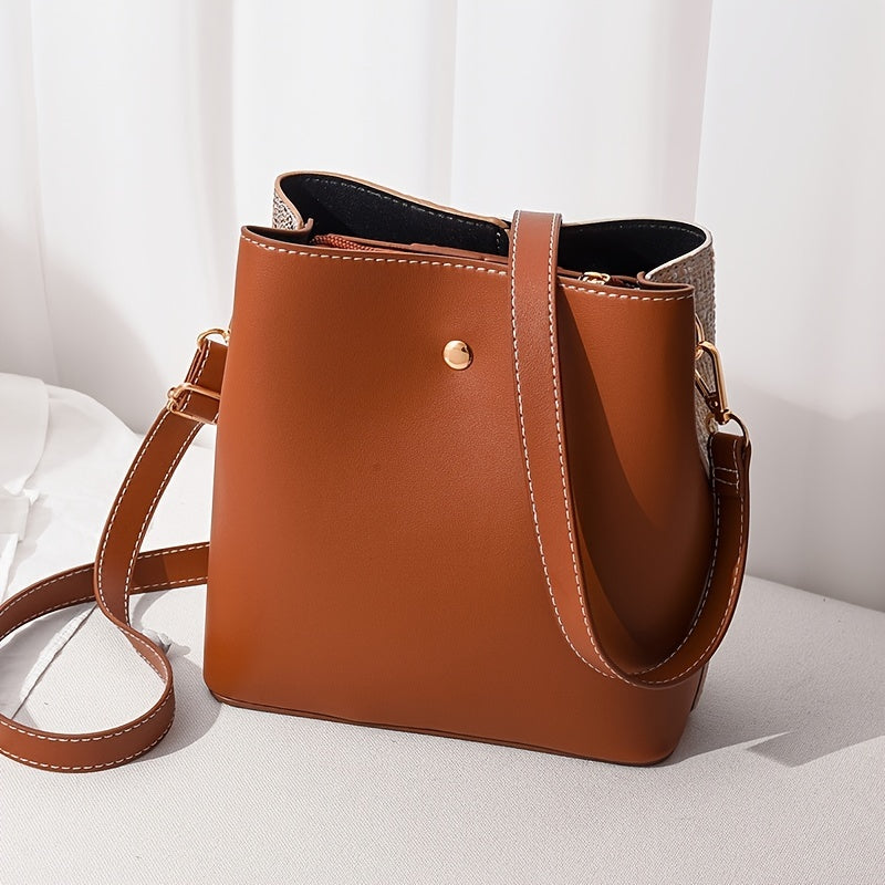 Stylish Colorful Zipper Bucket Bag Small Bag Women's Crossbody Bag Elegant 1pc PUSynthetic LeatherSynthetic Synthetic Leather, suitable for girls, ladies, college students, newbies in the workplace and white-collar workers, v