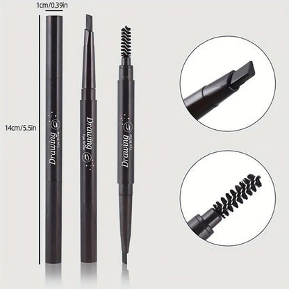 Long-Lasting Double-Ended Waterproof Eyebrow Pencil with Automatic Rotation and Easy Application Eyebrow Brush