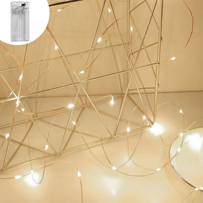 [LED Fairy Lights] Christmas LED Fairy Lights 1set, Copper Wire String 2/5/10m, Battery Box, Holiday Outdoor Lamp Garland for Wedding Party Decoration
