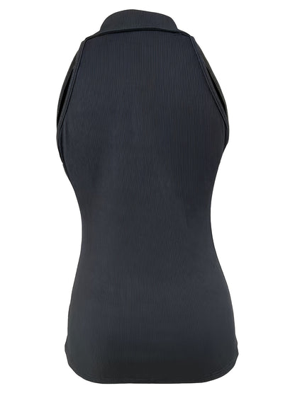 Sexy Ribbed Half Zip Up Tank Top - Sleeveless Summer Essential with Comfortable Fit, Breathable Fabric, and Flattering Design - Women's Clothing for Warm Weather