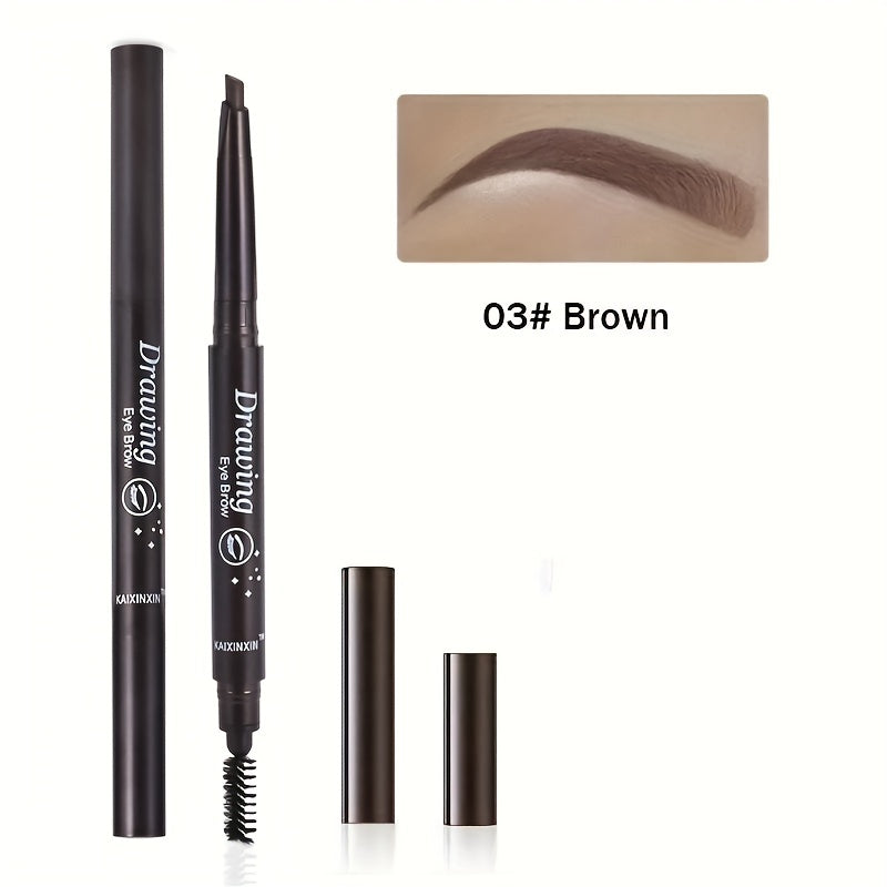 Long-Lasting Double-Ended Waterproof Eyebrow Pencil with Automatic Rotation and Easy Application Eyebrow Brush