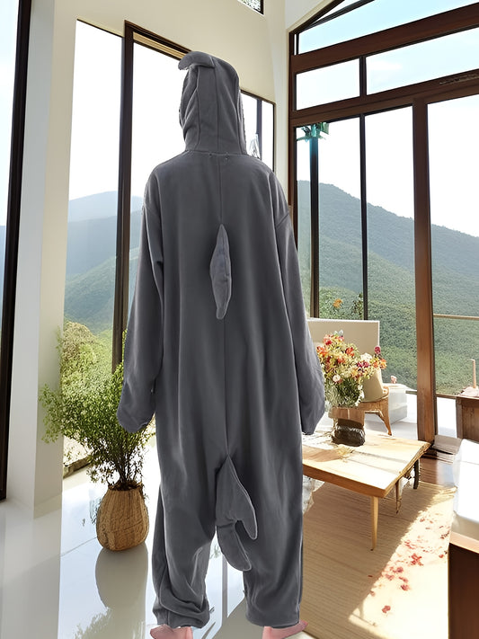 [Winter Party Fleece Onesie] Adult Fleece Kigurumi Onesie, Crew Neck Long Sleeve Animal Pattern Romper, 100% Polyester Knit Fabric, Winter Party Wear for Women and Men