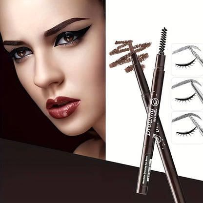 Long-Lasting Double-Ended Waterproof Eyebrow Pencil with Automatic Rotation and Easy Application Eyebrow Brush
