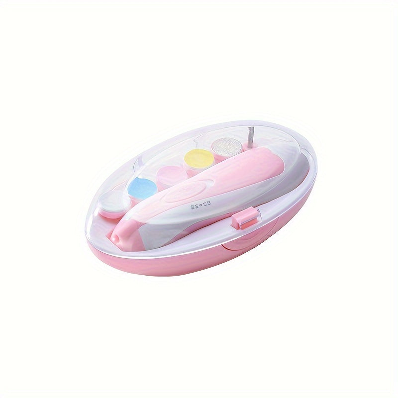 [6-in-1 Electric Nail Trimmer Kit] UNICHERRY 6-in-1 Electric Youngsters Nail Trimmer Kit, Pink & Blue - Safe & Easy Grooming for Youngsters to Adults with LED Light, 6 Grinding Pads, and Nail File - Ideal for Fingernails & To